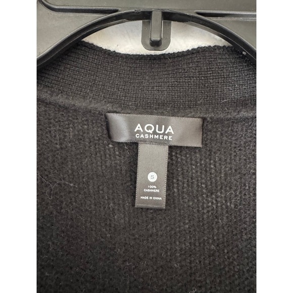 Aqua Cashmere Peplum Cardigan Sweater Button-Down Top Black White S - Picture 9 of 10